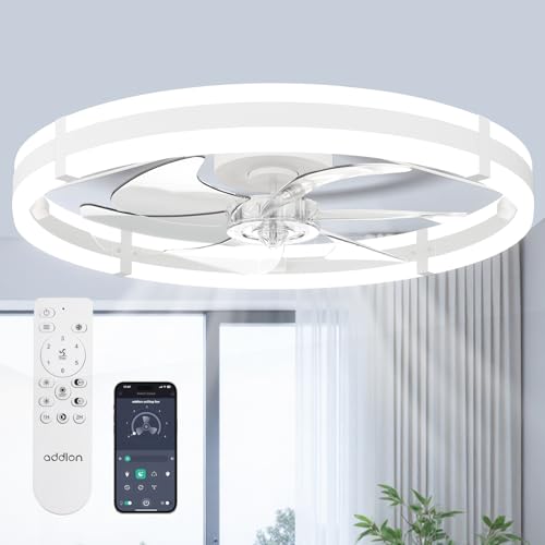 addlon 24" Low Profile Fandelier Ceiling Fans with Lights and Remote, White - color: White