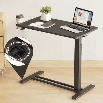 FLEXISPOT 32" Mobile Standing Desk Pneumatic Lift Computer Workstations - color: Pure Black, size: 32x18