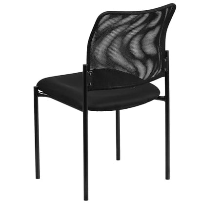 Flash Furniture Jana Comfort Black Mesh Stackable Steel Side Chair | Lumbar Support, Sled Base, Commercial Grade, Office Use