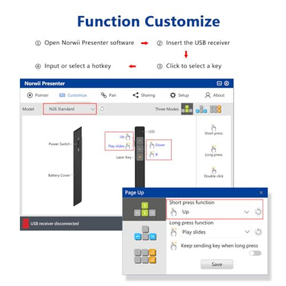 Wireless Presentation Clicker, PowerPoint Clicker with Laser Pointer | Presentation Remote for PowerPoint Presentations, Plug & Play USB Slide Advancer, Compatible with Mac/Windows/Linux/Android - color: White