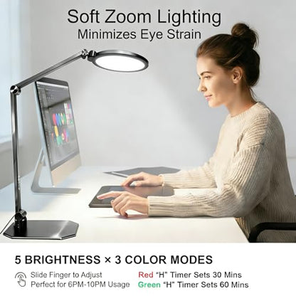 NS Pro LED Desk Lamp with Remote Control, Eye-Caring CRI95+ Dimmable Light, 3000K–6000K Adjustable CCT, Flexible Angle, Clamp or Base Mount, Memory Function Desk Lamp for Office, Reading & Video Calls - size: 1 PACK