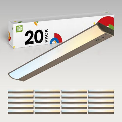 ASD 20 Pack LED Under Cabinet Lighting, 24 inch 12W 822 LM, Dimmable Hardwired Under Cabinet Lights for Kitchen, 3000K/4000K/5000K, Under Counter Light Fixtures, ETL, Bronze, Bullnose Design - color: 24 Inch Bronze, size: 20 Pack