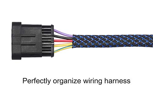 25ft - 3/4 inch PET Expandable Braided Sleeving – BlackBlue – Alex Tech Braided Cable Sleeve - color: Blackblue, size: 3/4"-25ft