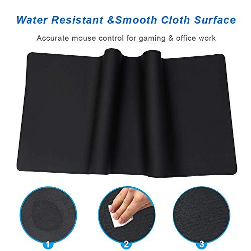 Extra Large Gaming Mouse Pads/Extended Protective Office Desk Mouse Mat Non-Slip Professional Precision Tracking Surface (35.4" x 15.7") for PC Computer Laptop (90x40Black001) - color: 90x40Black001
