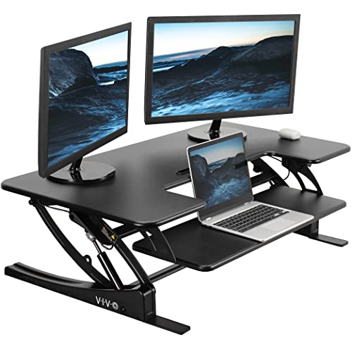 VIVO Black 42 in Standing Desk Converter, DESK-V000VL - color: Black, size: 42"