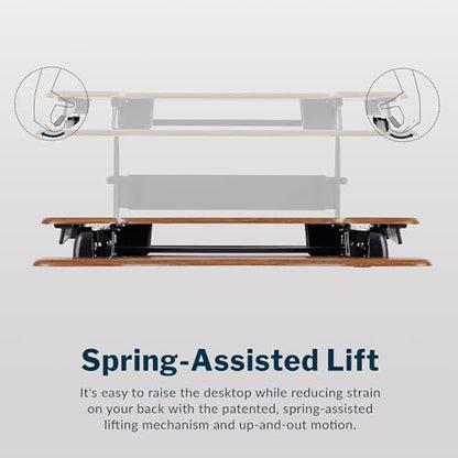 Vari Pro Plus 36 Standing Desk Converter – Spring-Loader Lift – Walnut - color: Walnut