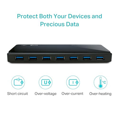 TP-Link Powered USB Hub 3.0 with 7 USB 3.0 Data Ports and 2 Smart Charging USB Ports. Compatible with Windows, Mac, Chrome & Linux OS, with Power On/Off Button, 12V/4A Power Adapter(UH720)