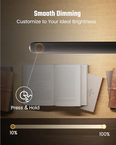 SUPERDANNY Eye-Caring LED Desk Lamp Work Lamp Office Lamp with Side Clamp - color: Black, size: Clamp Mount