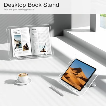 Acrylic Book Stand, Angle Adjustable Book Display Stand,Foldable Cookbook Stand, Lightweight Book Holder for Magazines, Laptop, Recipe, Textbook - size: 13.8 x 10.2 inches