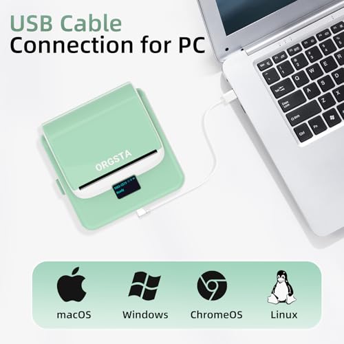 ORGSTA Label Maker Machine with Tape, Bluetooth Thermal Label Printer | Compatible with Phone & PC, Sticker Printer for Small Business, Home, School, Office, Thermal Barcode Printer - color: Green