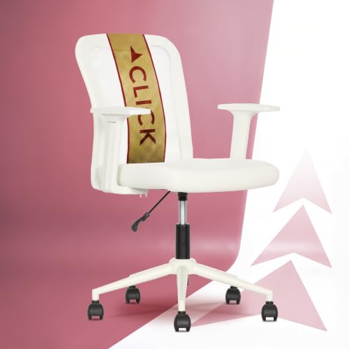 Click365 Ergonomic Office Chair with Lumbar Support, Mid-Back Mesh Chair - color: M110/White