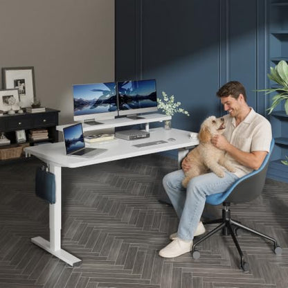 FLEXISPOT Standing Desk with Monitor Riser & Cable Management - color: White, size: 55x28"