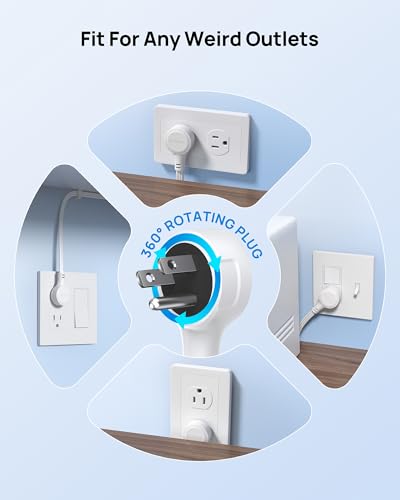 Desk Clamp Power Strip, Surge Protector with 5 AC Outlets and 3 USB Ports, Desk Mount Charging Station, Surge Protector Power Strip with 360° Rotating Flat Plug, 5 Widely Spaced Outlets with 2 USB C