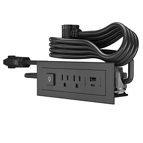 Legrand radiant Furniture Power Strip USB A/C and Switch Black 6 Ft Cord