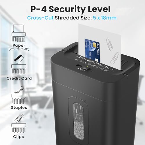 Locksworth 10-Sheet Cross Cut Paper Shredder, 5.55 Gallon Heavy Duty Shredder for Home Office, P-4 High Security Shredders for Paper/Credit Card/Mail/Staples/Clips, Portable Handle Design - size: 10-sheet