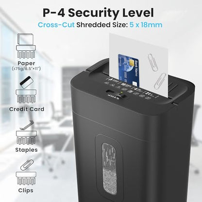 Locksworth 10-Sheet Cross Cut Paper Shredder, 5.55 Gallon Heavy Duty Shredder for Home Office, P-4 High Security Shredders for Paper/Credit Card/Mail/Staples/Clips, Portable Handle Design - size: 10-sheet