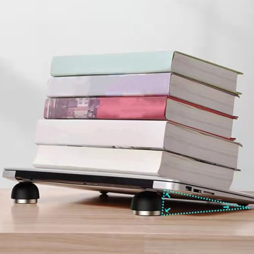 Mikikit Laptop Riser and Cooling Stand for Office Desk, Universal Black Laptop Support with Elevated Ventilated Design for Improved Airflow and Ergonomic Use