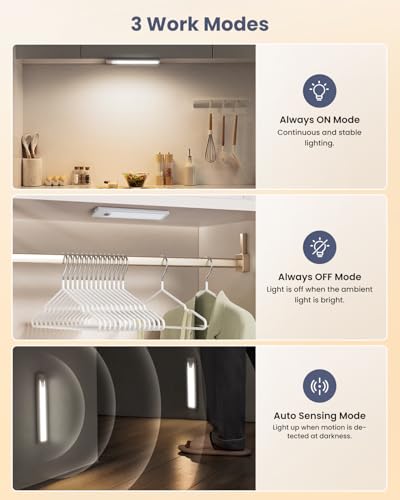 Pak 8 Inch LED Motion Sensor Under Cabinet Closet Light 5 Pack Rechargeable