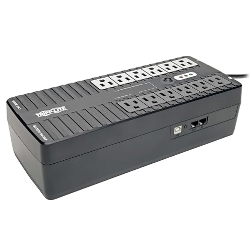 Tripp Lite 750VA UPS Battery Backup Surge Protector Efficient Energy-Star Certified, AVR, 12-Outlet Uninterruptible Power Supply, Dataline Protection, 3-Year Warranty & 100,000 Insurance (ECO750UPS) - style: 750VA