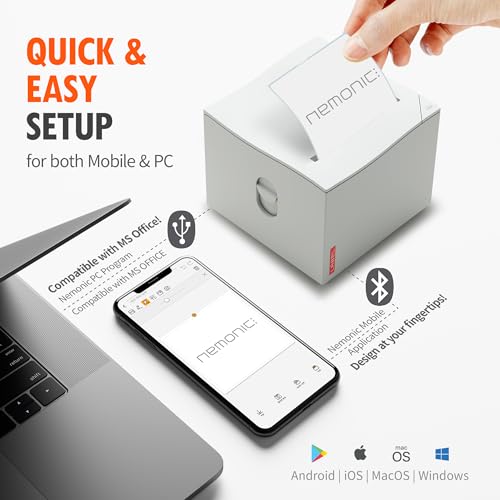 Nemonic Label Printer | Inkless Bluetooth Thermal Label Printer for Small Business | Durable Shipping Label Maker & Portable Wireless - color: Nemonic Printer