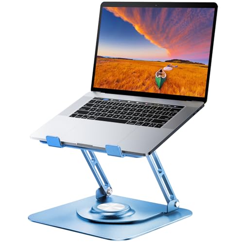 Laptop Stand for desk(360°Rotating),Aluminum laptop Riser for 10-16"Laptops | Adjustable Multi-Angle Ergonomic Laptop Stand, Foldable Portable for Home Office, Fits MacBook Air Pro Dell HP Laptops - color: Blue