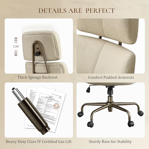 EUREKA ERGONOMIC Cameron Microfiber Suede Office Chair, High Back, White - color: Off-white, size: High-Back