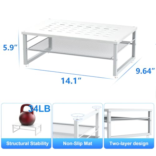 gianotter 2-Tier Metal Monitor Stand Riser - color: White