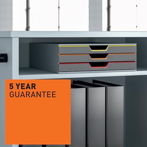 Durable Varicolor Drawer Organizer, 3 Color Coded Drawers, Gray - style: 3-Drawer