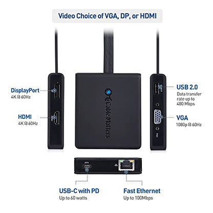 Cable Matters USB C Hub with HDMI, DisplayPort, VGA, Ethernet, Charging