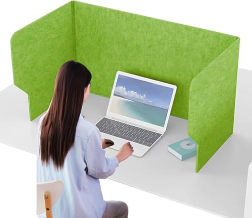 Desk Privacy Panel, Portable Foldable Table Partition Screen, Felt Sound Absorbing Divider, 50cm Height, Gray Blue Green, 60/80/100/120cm Width Options (Green, 23.62) - color: Green, size: 23.62