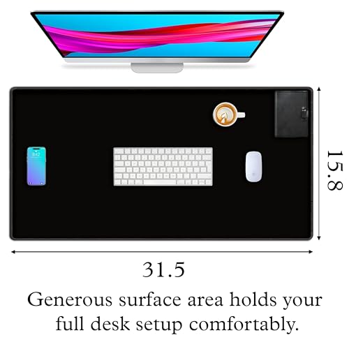 L&B Mercantile American Flag XXL Deskpad, Desk Mat for Computer Keyboard and Mouse – Patriotic USA Gaming Mousepad, Extra Long XL Mouse Pad for Laptop Office Desk. (Black) - color: Black