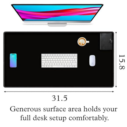 L&B Mercantile American Flag XXL Deskpad, Desk Mat for Computer Keyboard and Mouse – Patriotic USA Gaming Mousepad, Extra Long XL Mouse Pad for Laptop Office Desk. (Black) - color: Black