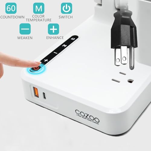 LED Desk Lamp USB A/C AC Pen Holder Dorm Home Office Desk Light White | Adjustable LED Desk Light with USB A/C, AC Outlet, Pen Holder; Small Desk Lamp for Dorm, Study, Craft & Home Office - color: White