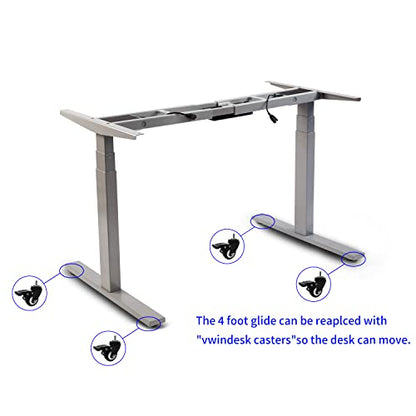 VJ201-S3 Electric Height Adjustable Sitting Standing Desk Frame Only/Sit Stand - Dual Motors 3 Segment Motorized Desk Base Only,Gray - color: Grey