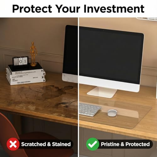 Transparent 15x12in Small Office Desk Blotter Mat Clear Plastic Table Protector Cover Pad PVC Topper Surface Proection Mat Pad Anti Scratch Table Mat Waterproof Easy Clean，1.5 mm - color: 1.5mm Desk Pad Mat, size: 15x12in