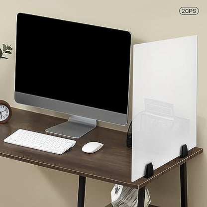 Desk Privacy Panels, 24 x 18 inches, 2PCS Acrylic Clamp-on Desk Dividers, Dual Frosted Plexiglass Office Partitions