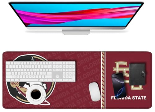 Large Extended Gaming Mouse Pad with Stitched Edges, College Football Non-Slip Waterproof Rubber Base Mouse Pad for Florida State Office, Computer, Keyboard, Laptop and Home Desk Pad 31.5 x 11.7 Inch - color: Florida State