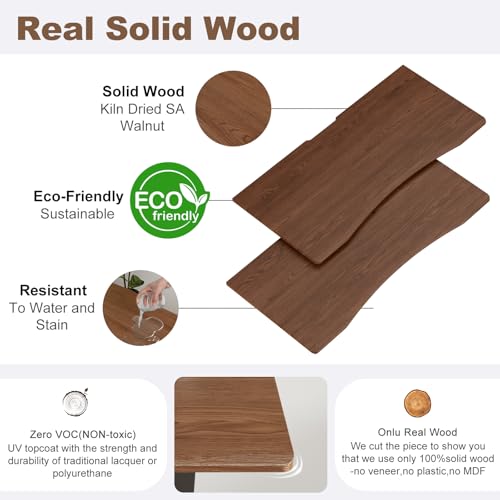 Solid Wood Electric Standing Desk, 55"x23.6" Walnut Standing Desk | 1 BOX,Home Office Desk with 3 Stages Single Motor, Wood Standing Desk with T-Shaped Metal Bracket for Gaming - color: Walnut, size: 55"x23.6"