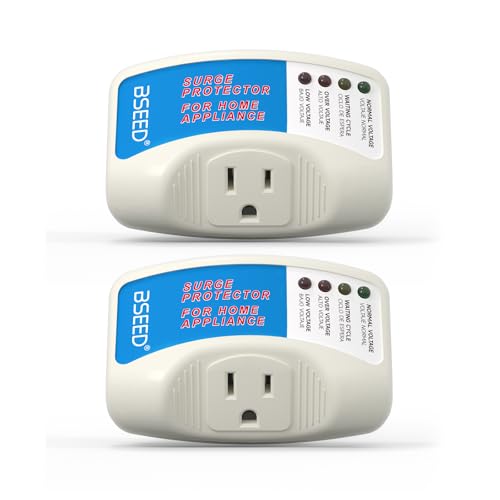 BSEED Voltage Protector, Single Outlet Surge Protector Plug in for Home Appliance Multi Function Plug with Protection Wall Mount Power Suppressor for TV/PC/Refrigerator, 15A, 125V, 1875W, 2 Pack - color: 009 2 PACK