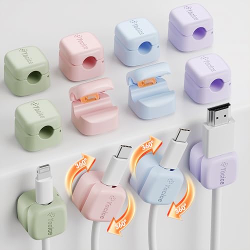 12Pack Rotatable Cord Organizer,Spring Cable Clips Desk Cable Management Cord Holder Adhesive Phone Charger Cord Clips for Home Office Car Wall Nightstand Accessories, Multicolor - color: Multicolor, size: 12Pack