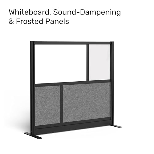 Workflow Modular Wall | Room Divider with Whiteboard, Sound-Dampening, & Frosted Acrylic Panels | Expandable Office Partition for Privacy & Productivity (53" x 48") - size: 53'' x 48''