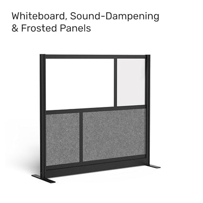Workflow Modular Wall | Room Divider with Whiteboard, Sound-Dampening, & Frosted Acrylic Panels | Expandable Office Partition for Privacy & Productivity (53" x 48") - size: 53'' x 48''