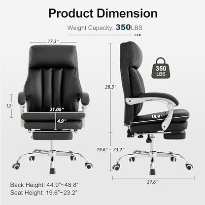 Okeysen Office Chair with Foot Rest, Ergonomic High Back Executive Desk Chair with Wheels, 360 Swivel Reclining Computer Task Chair for Home Office (Black) - color: Black