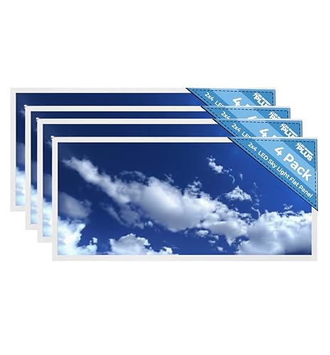 2x4 FT LED Sky Light Flat Panel, 72W, Color Temperature: 6500K, Dimmable Recessed Drop Ceiling Lights, 9000 Lumens, Lay in Fixture for Office, 120-277V, LED Sky Panel Lights ETL Listed (4 Pack) - size: 2x4 - 4 Pack