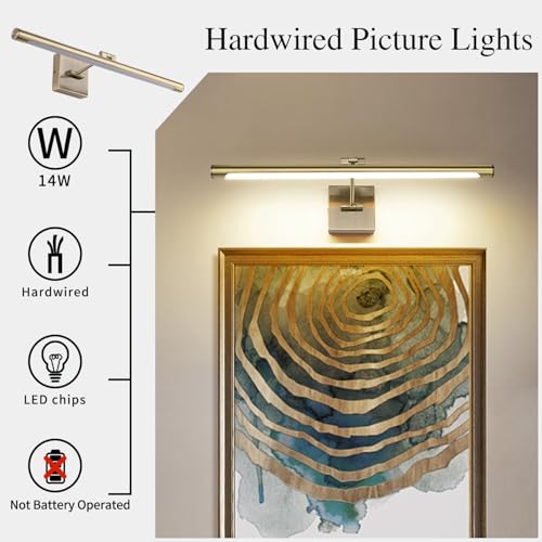 Joosenhouse Modern LED Picture Lights 24.4 inch, Antique Bronze Metal Artwork Display Lamp with Rotatable Sconces Lamp Head, 14W (70W Eqv.), Hardwired Connection, 3000K Warm White 840Lm… - color: Antique Bronze, size: Dimmable 24.4" Long