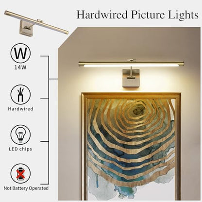 Joosenhouse Modern LED Picture Lights 24.4 inch, Antique Bronze Metal Artwork Display Lamp with Rotatable Sconces Lamp Head, 14W (70W Eqv.), Hardwired Connection, 3000K Warm White 840Lm… - color: Antique Bronze, size: Dimmable 24.4" Long