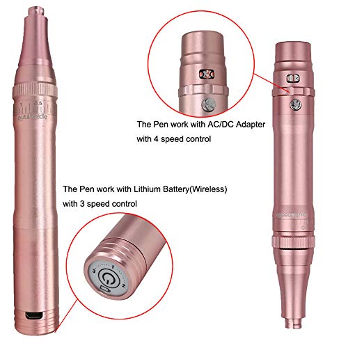 Permanent Makeup Rotary Tattoo Machine Eyebrow Pen Machine with 10PCS Needles For Eyebrows,Lips,Eyeliners B950b (Rose Gold) - color: Rose Gold