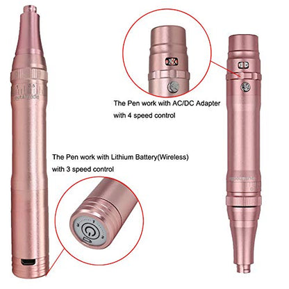 Permanent Makeup Rotary Tattoo Machine Eyebrow Pen Machine with 10PCS Needles For Eyebrows,Lips,Eyeliners B950b (Rose Gold) - color: Rose Gold