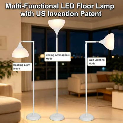 Flexible 90-Degree Foldable Floor Lamp - Remote Control, Stepless Color Temp & Brightness, Space-Saving Adjustable Standing Light for Bedroom, Office, Living Room & Study White - color: White