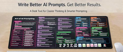 Chat GPT Cheat Sheet Desk Mat | How to Write an Effective Prompt Using Chatgpt, Copilot Cheat Sheet Large Desk Mat for Keyboard and Mouse | 12x22 in - size: 12" x 22"